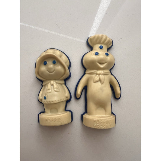 Vintage Pair of Pillsbury Dough Boy Pop N Fresh & Poppie Refrigerator Magnets