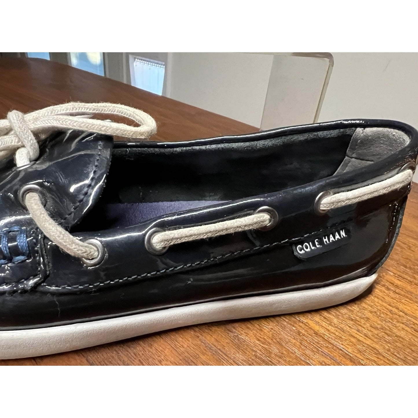Cole Haan 1928 Women’s Patent Navy Slip On Boat Shoes Size 7B