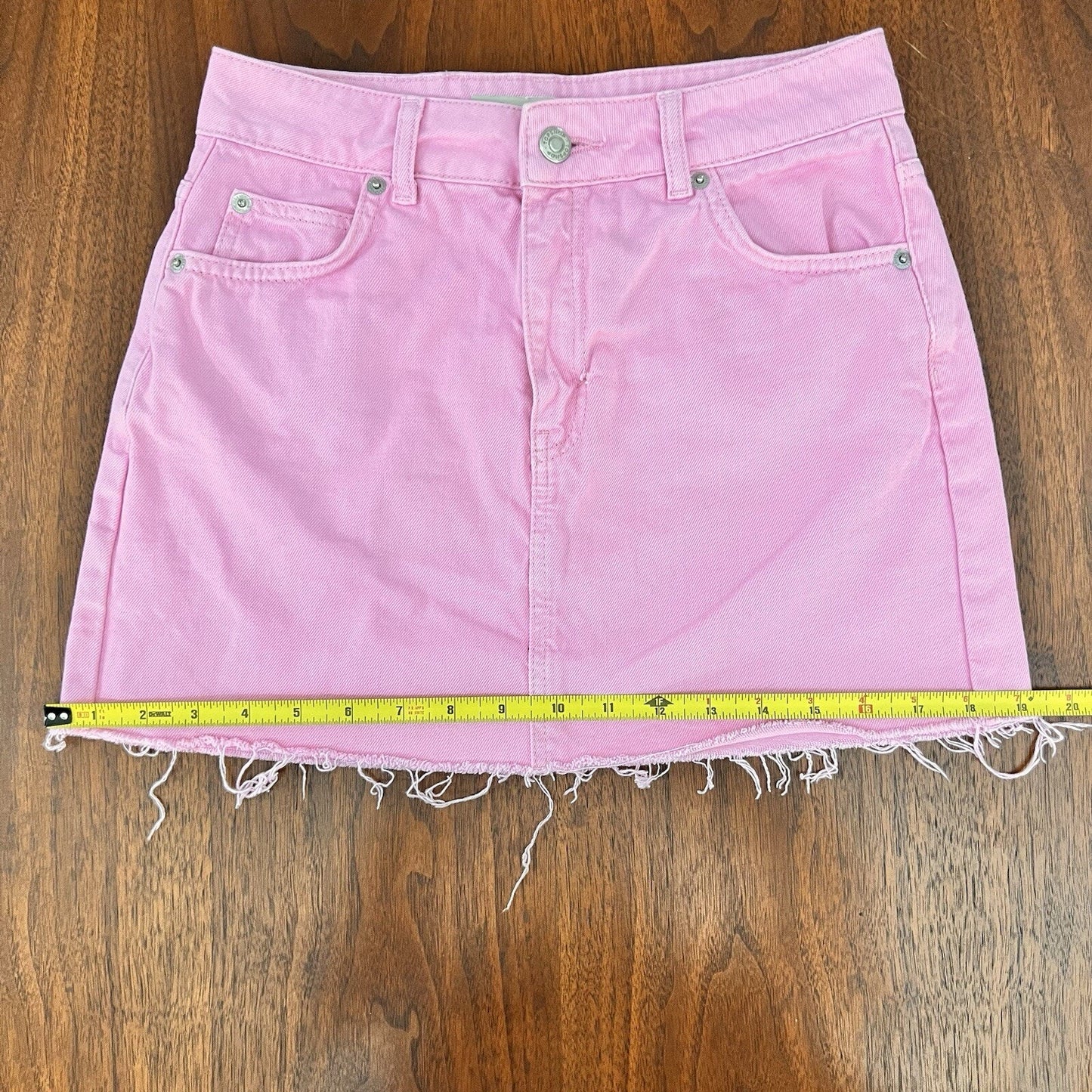 Topshop Moto Y2K Miniskirt Bubblegum Pink 27” Sz 4 Barbie Cutoff Raw Hem Petite