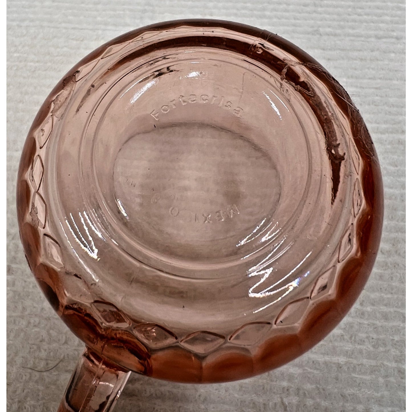 Vintage Fortecrisa Pink Ribbed Glass Mug Replaement Mexico
