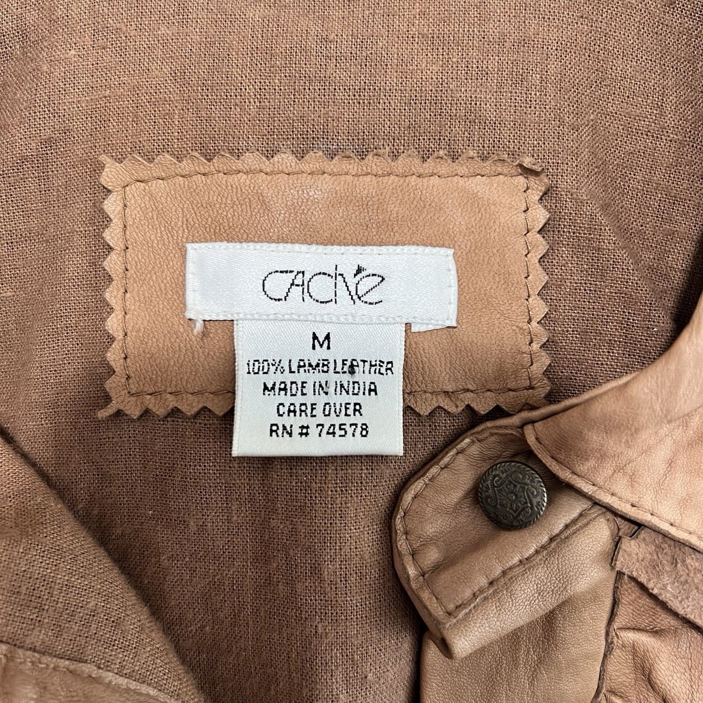 Vintage Cache Lambs Leather Jacket (M) Ruffle Feminine Western Romantic Brown