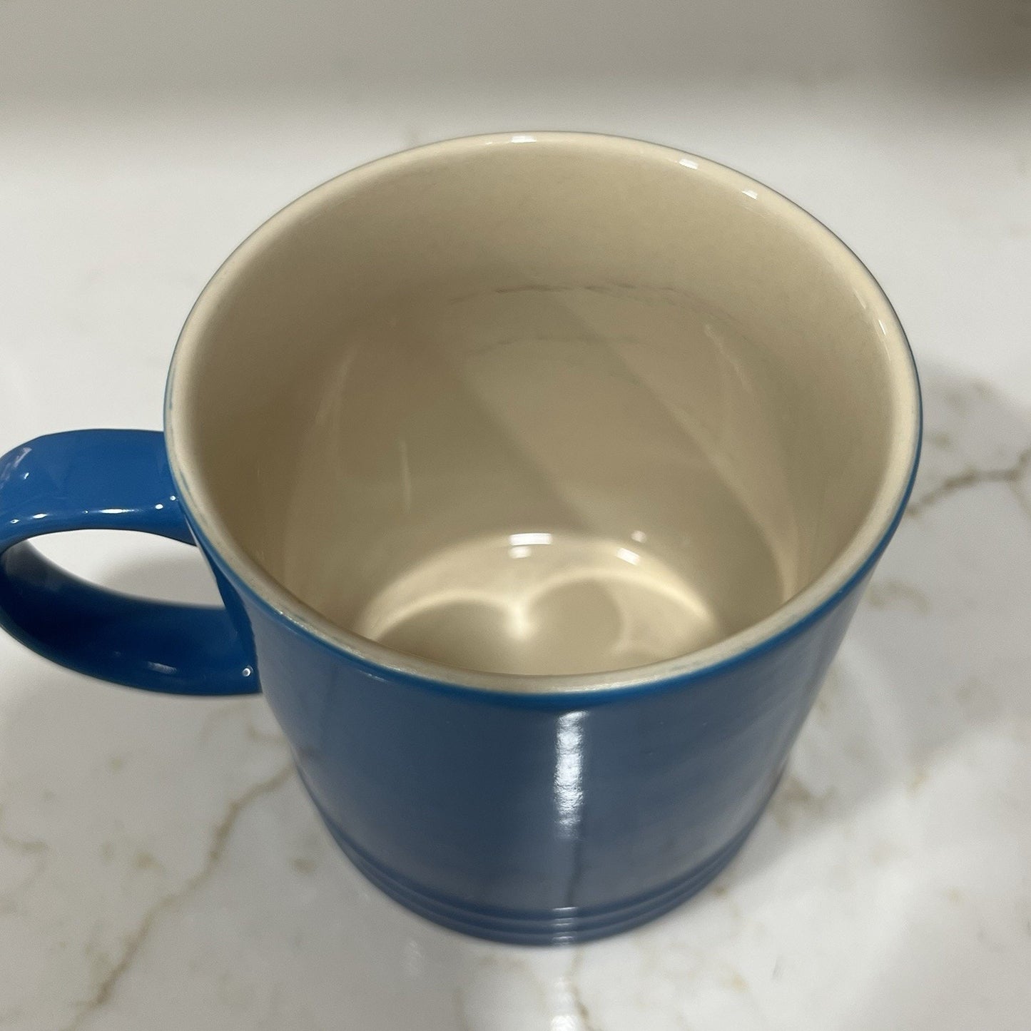 Le Creuset London Coffee Mug 12 oz Marseille Blue Ombré Stoneware 3.5” Tall