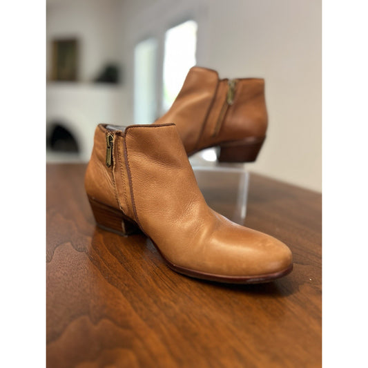 Sam Edelman Petty Cognac Brown Saddle Leather Ankle Boots Women's Size 8