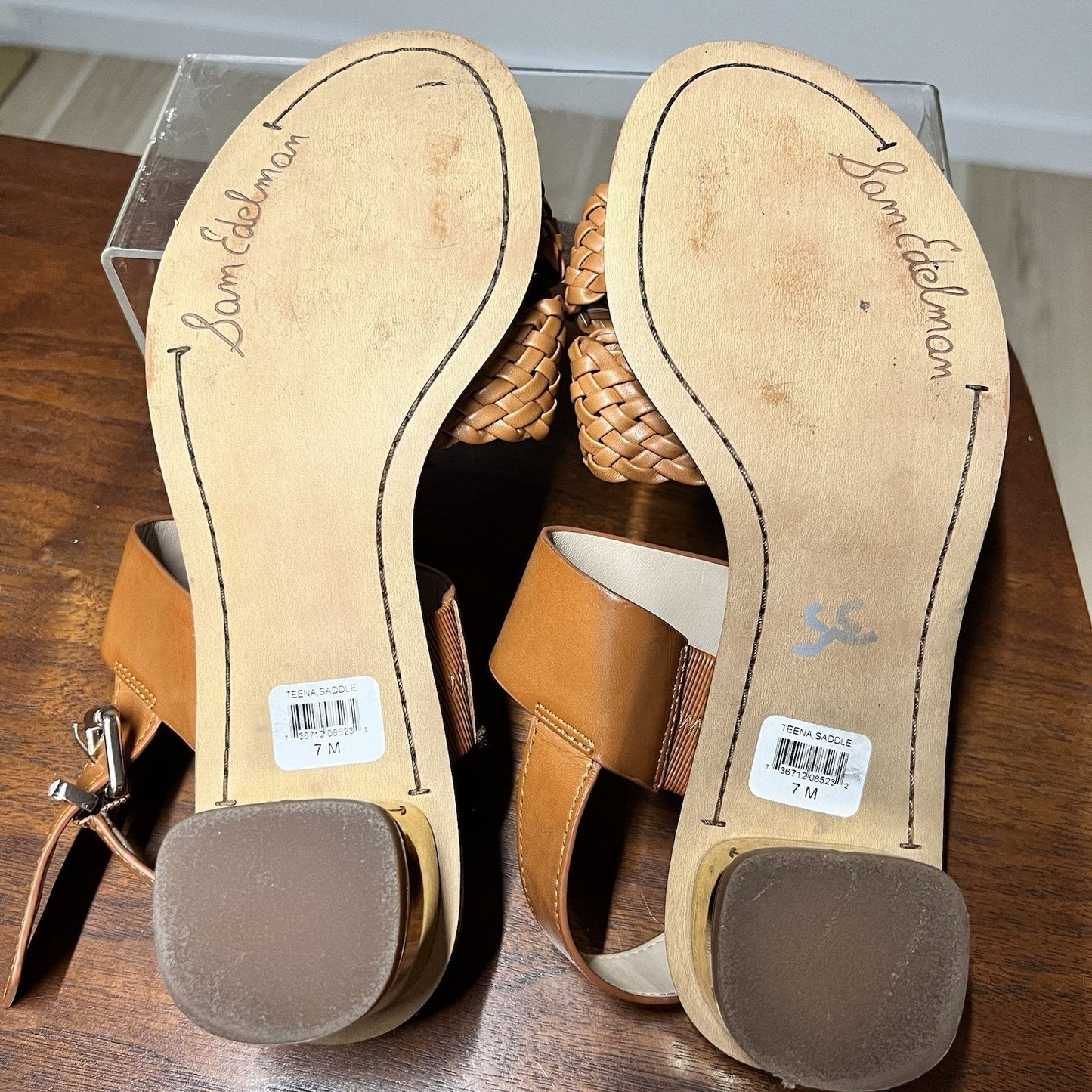 7M Sam Edelman Teena Woven Boho Brown Faux Leather Slingback Sandal Ankle Strap
