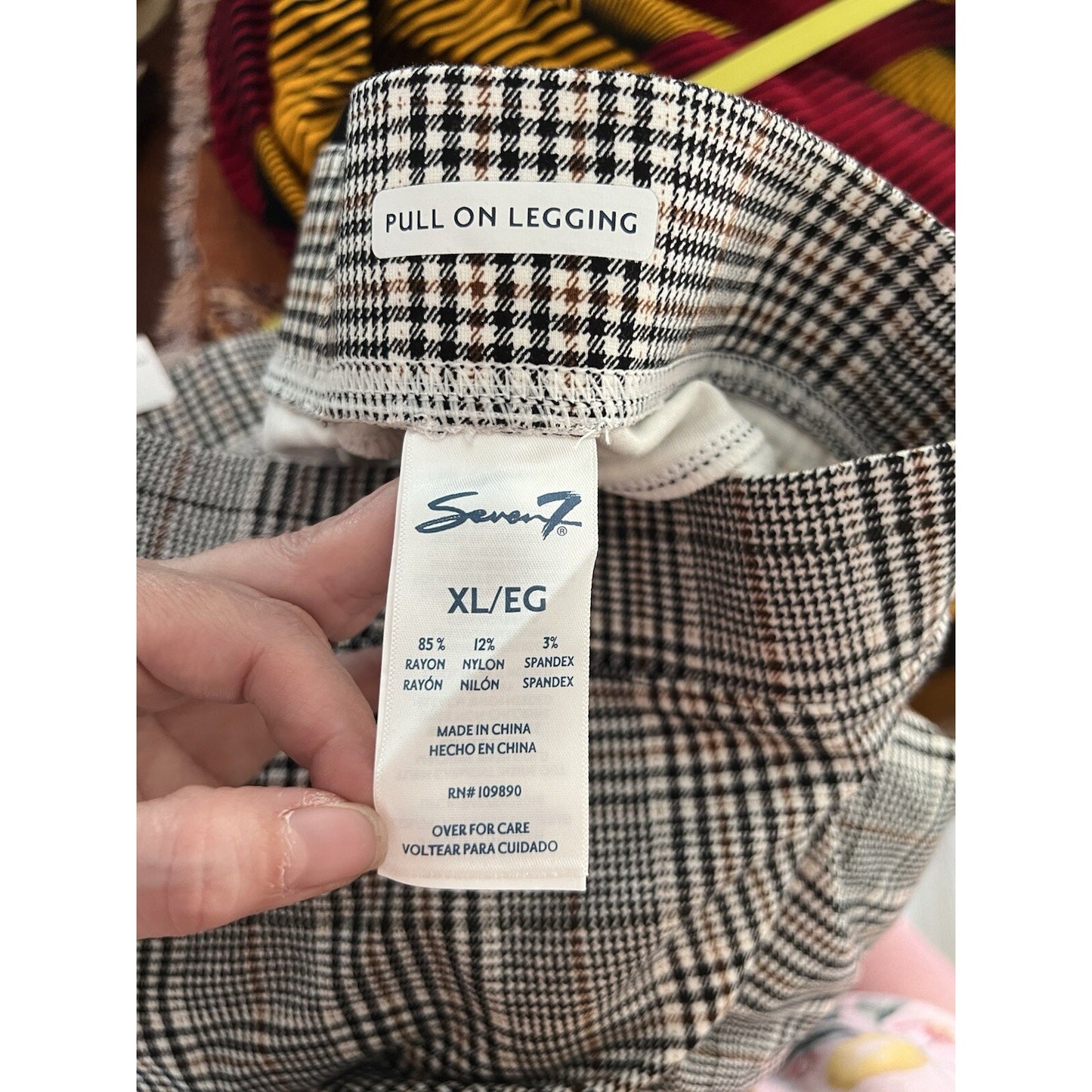 NWT Seven7 XL Pull On Ponte Skinny Legging Plaid Stretch High Rise Academia