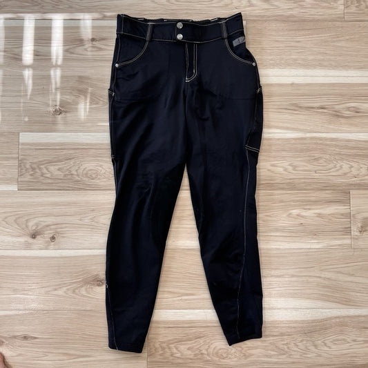 Kerrits Breech Riding Pants Women's Small Black Stretch Suede Patches