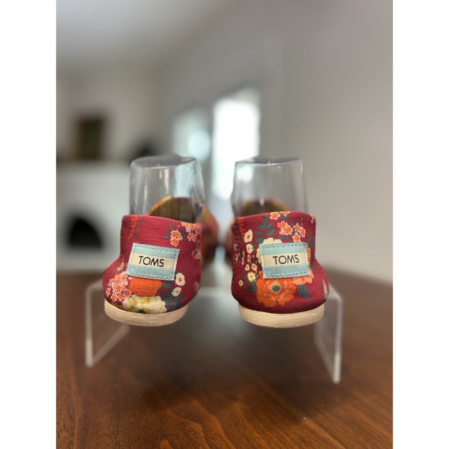 TOMS x Paper Source Rose Bud Espadrilles Purple / Red Floral Print Size 6.5