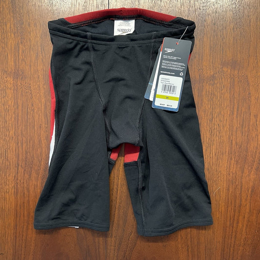 NWT Sz 24 Speedo Endurance+ Jammers Competitive Black Red Boys Racing Trunks