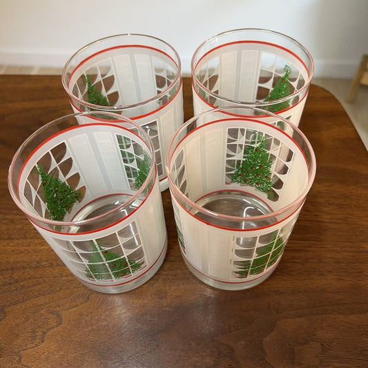 Set of 4 Waechtersbach Christmas Tree Double Old Fashion Retro Vintage Holiday
