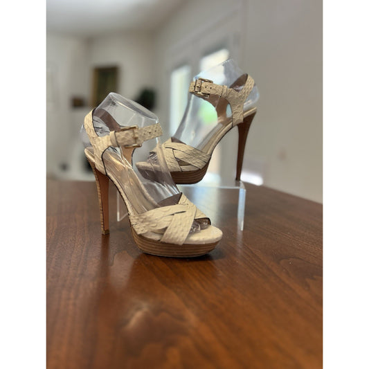 Coach Dani White Snakeskin Embossed Leather Heels Women’s Size 6B
