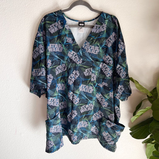 5X Cherokee Scrubs Tooniforms Star Wars Unisex V Neck Top All Over Print