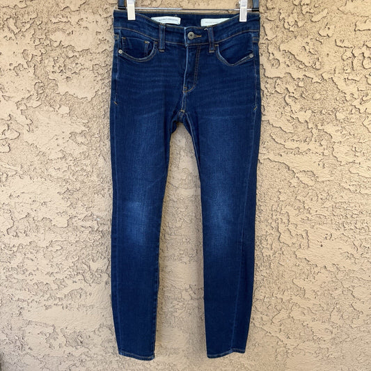 Pilcro Anthropologie Sz 26 Dark Wash Mid-Rise Skinny Jean Stretch Ankle Denim