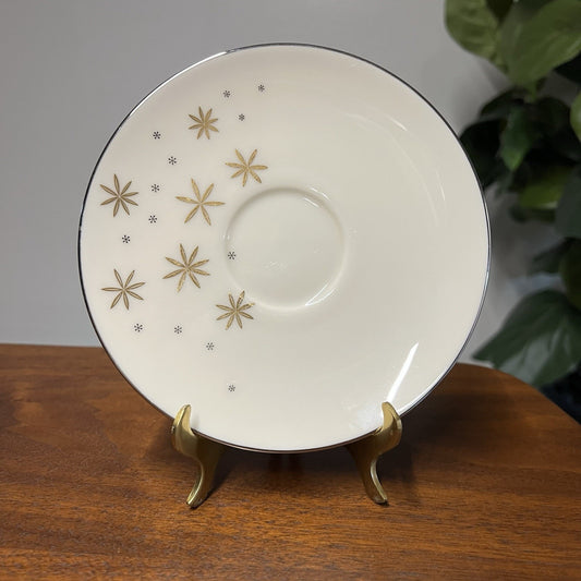 Lenox Alaris MCM Atomic Star Pattern 6” Saucer Plate Gold Vintage