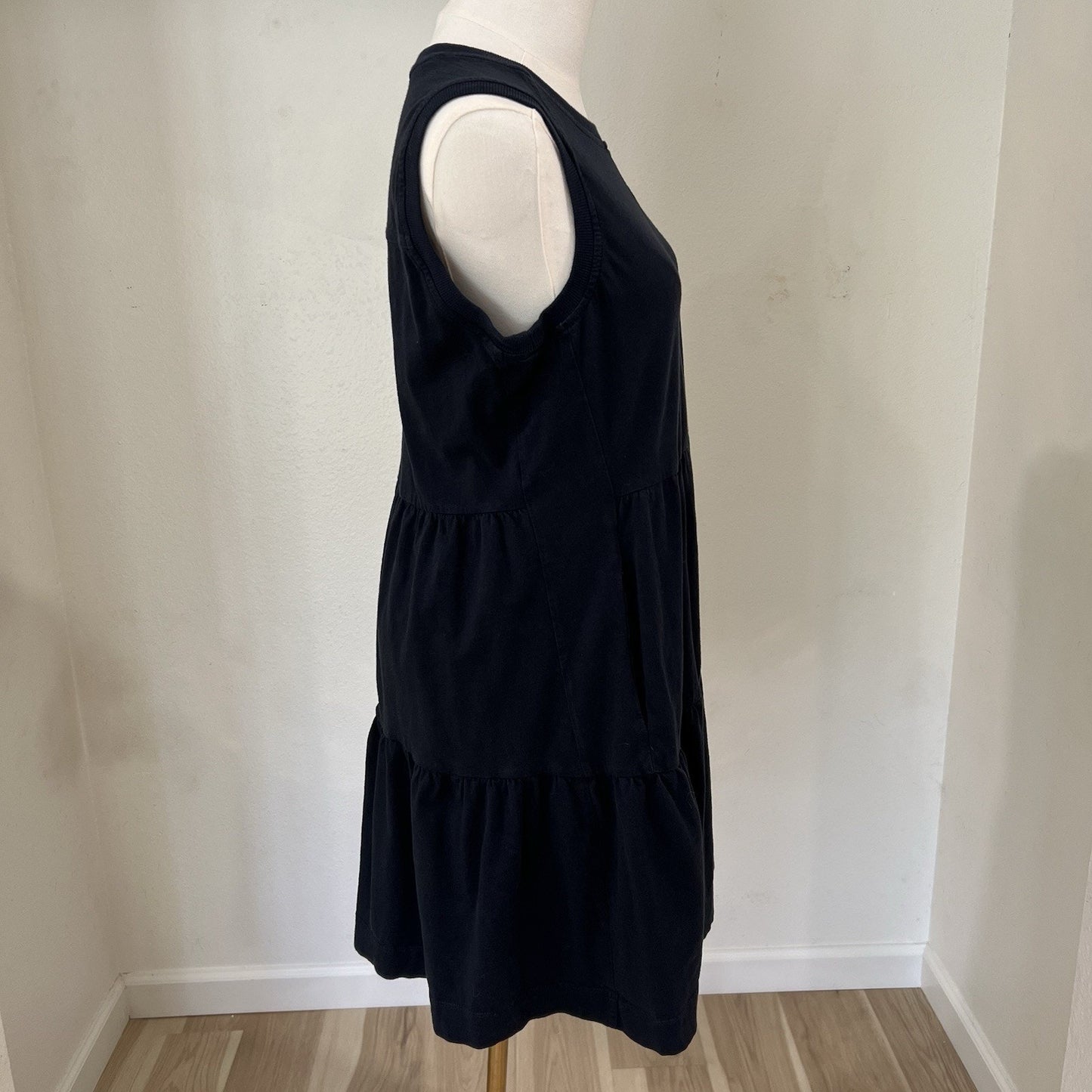 ME + EM Babydoll Mini Dress Size 8 Tiered Jersey Cotton Blue Capsule Preppy
