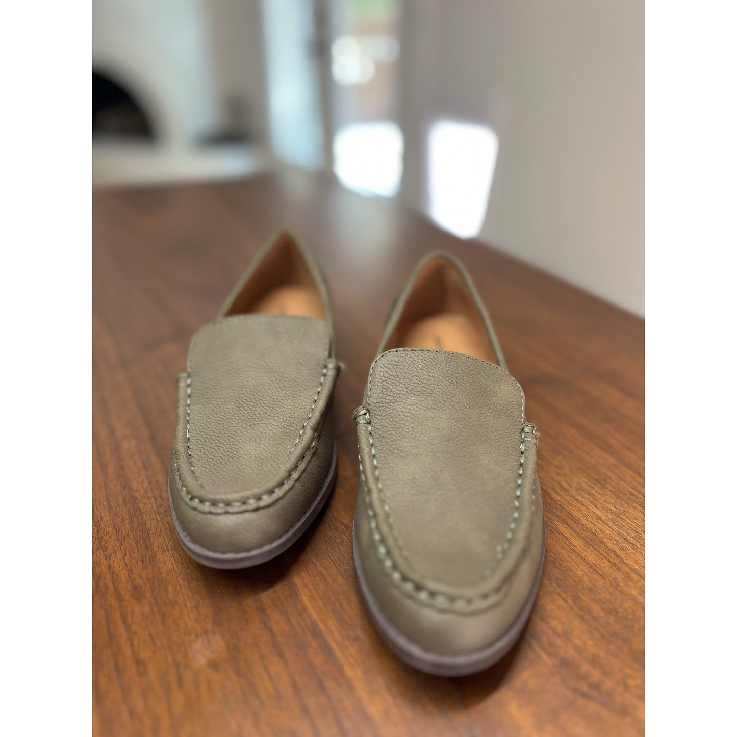 LUCKY BRAND Edrica Olive Green Suede Loafers Slip On- Shoe Size 5 1/2 M NEW
