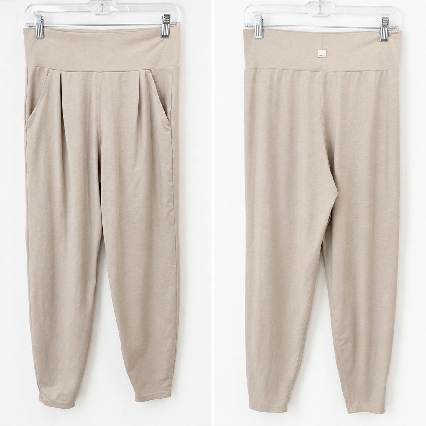 Vuori Lux At Ease (M) Joggers Ecru High Rise Harem Pockets Lounge Comfy Stretch
