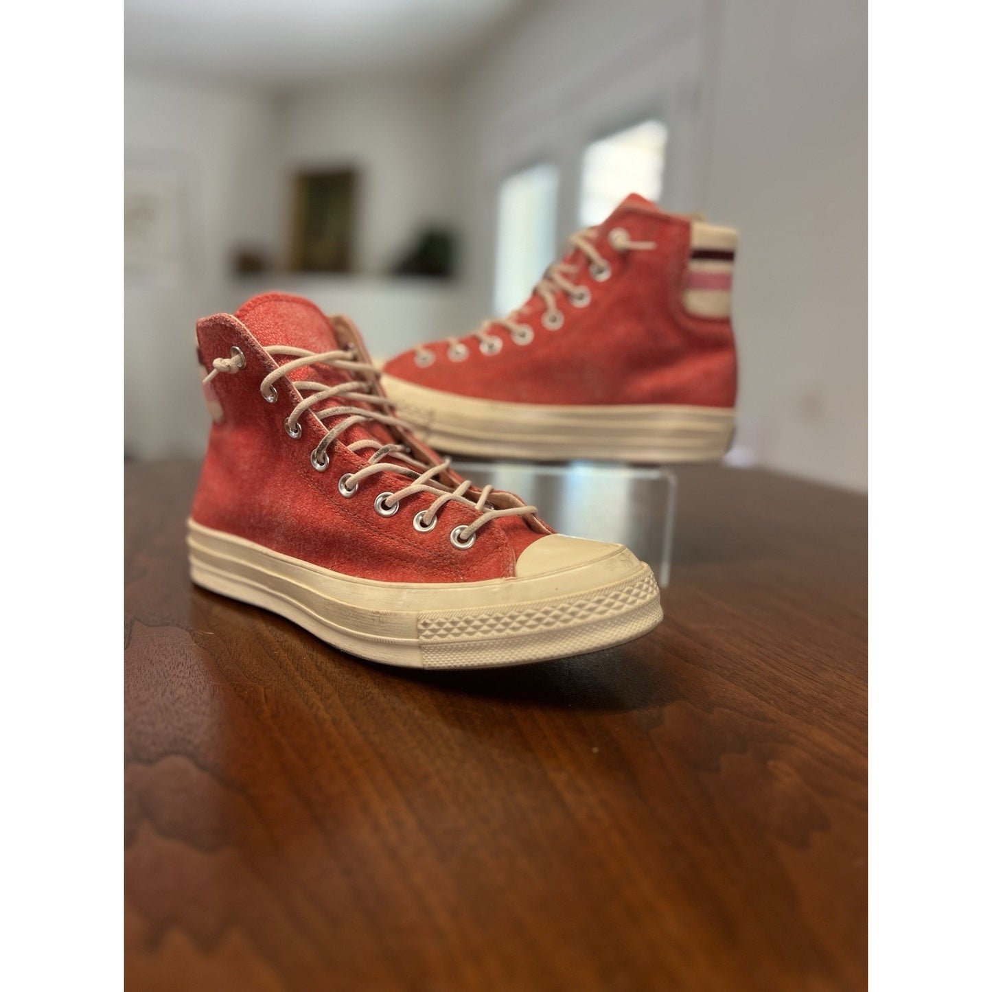 Converse Chuck 70 Hi Sedona Red Pink Retro Stripe Sneaker 163367C Mens 7.5