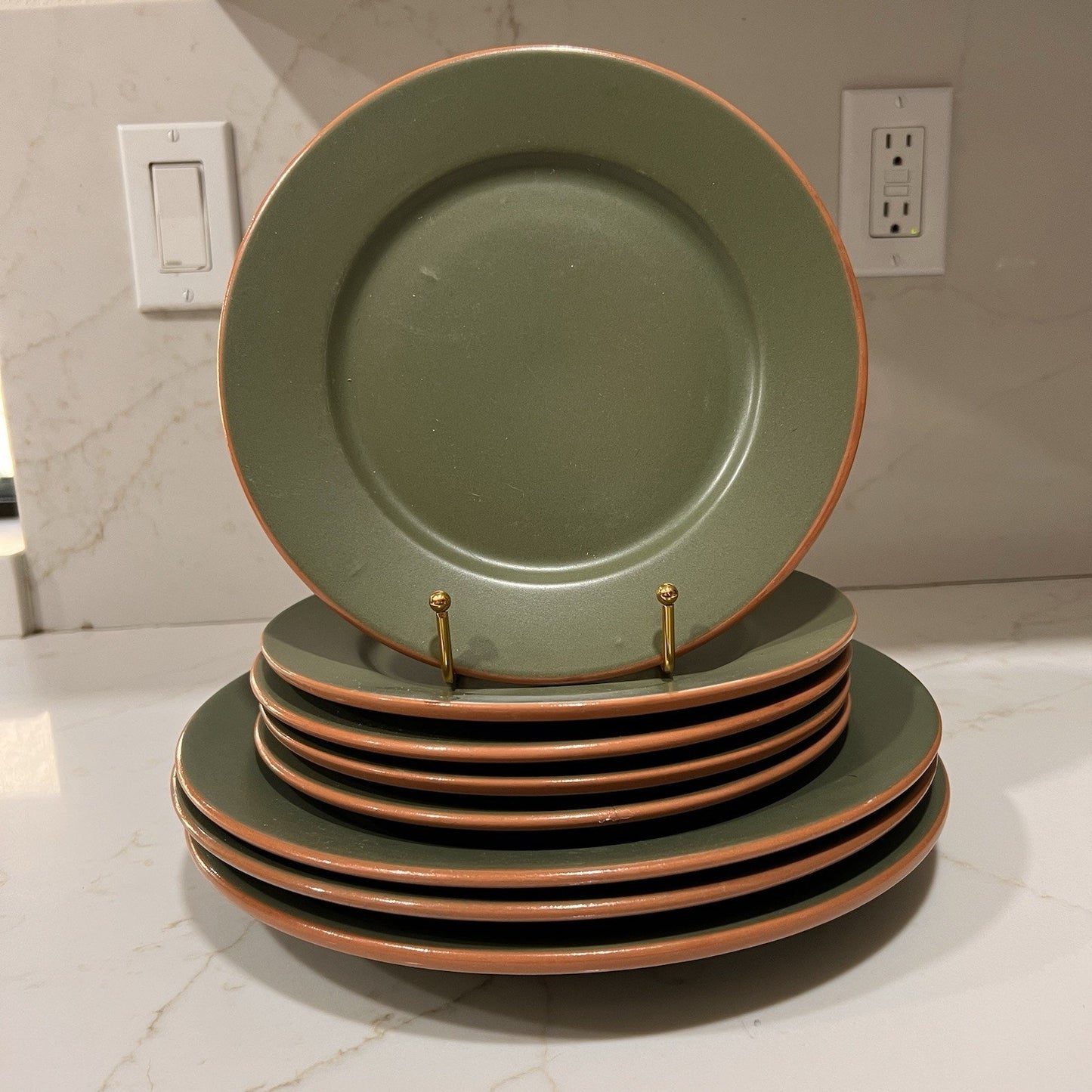 Casa Verde Terra Cotta 3 Dinner & 5 Salad Plates WSP Tableware Set Matte Green
