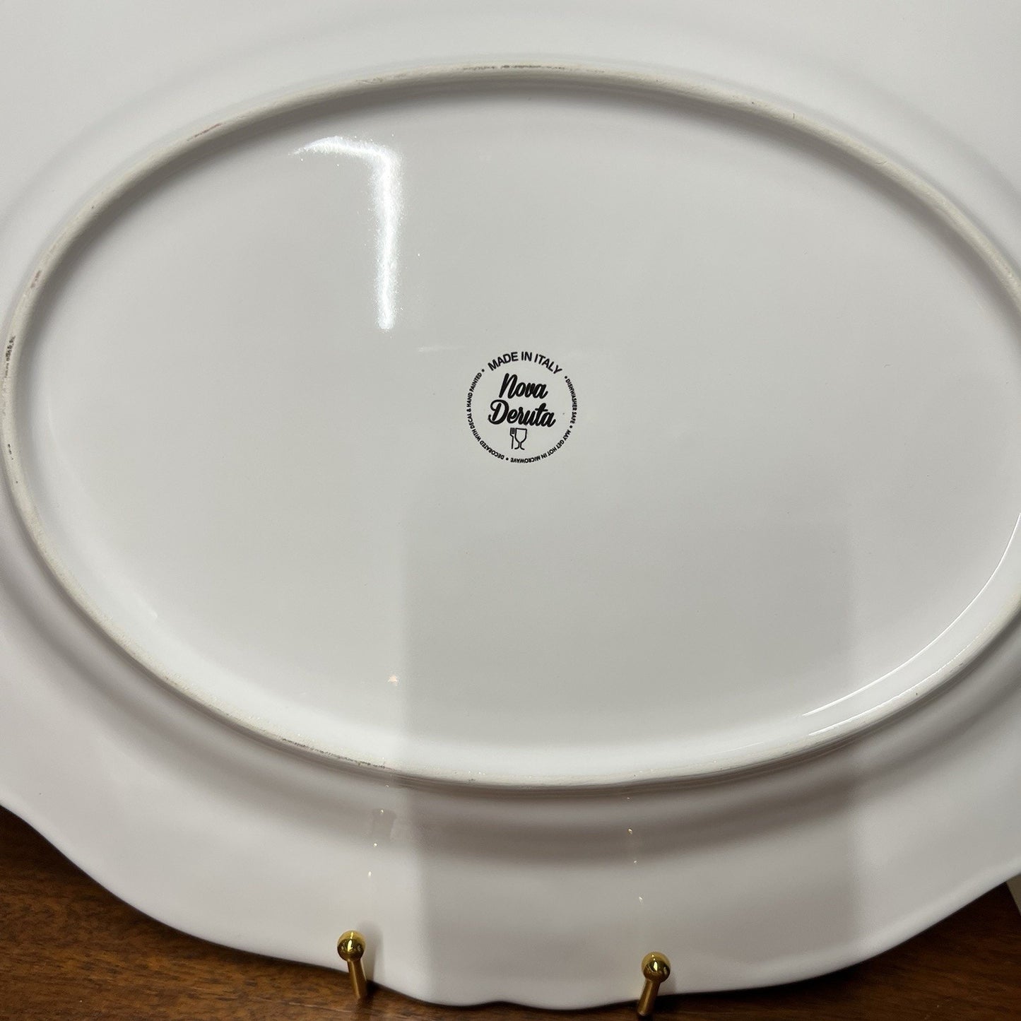 Nova Deruta Platter Christmas Holiday Oval Reindeer Holly 15x12”