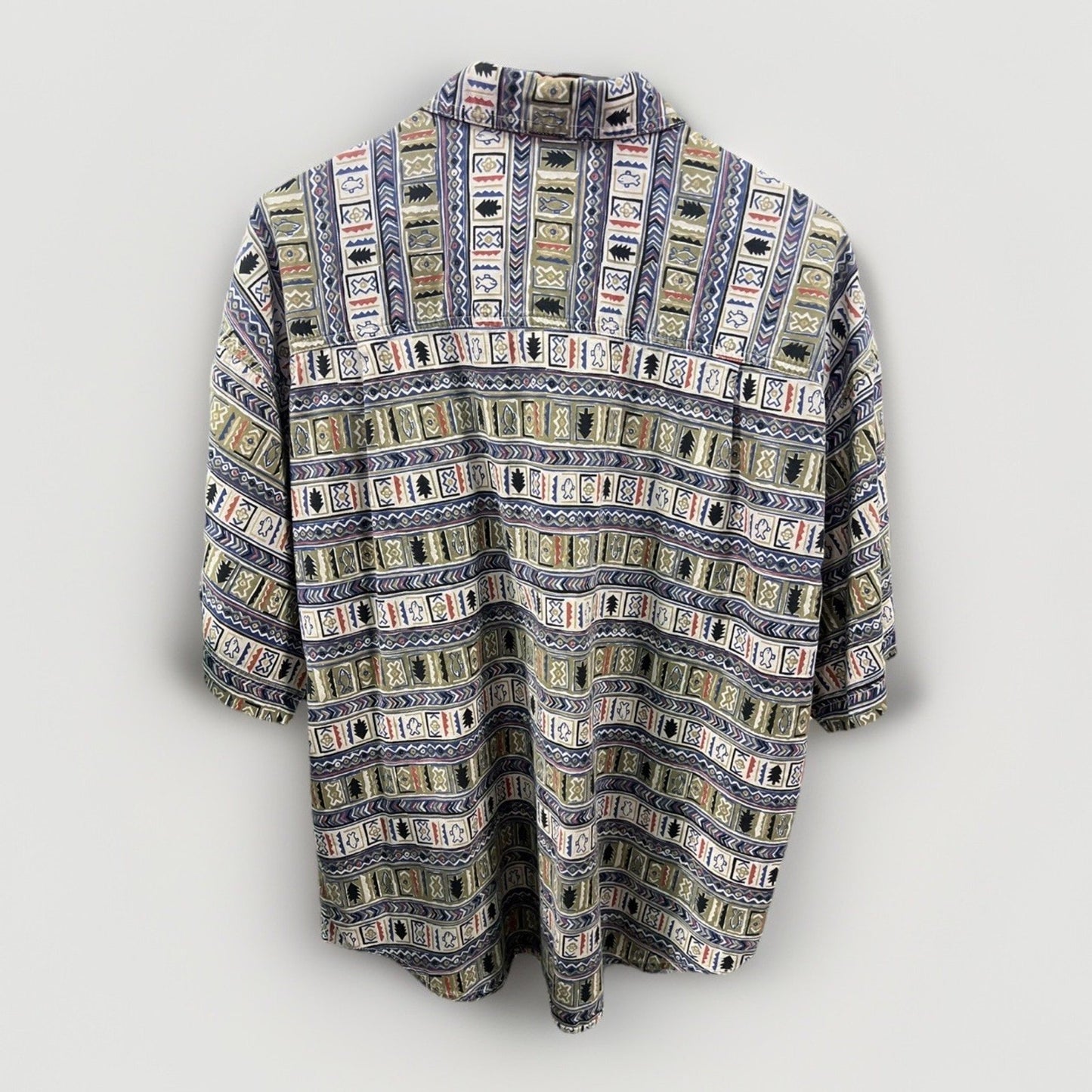 Columbia Outdoor Pattern Button Up Collared Short Sleeve Shirt Sz. Large