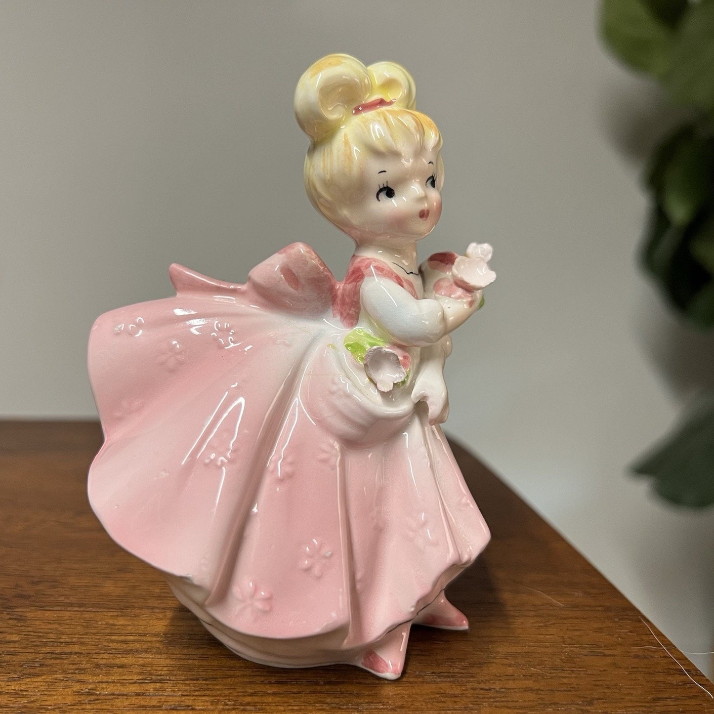 Rare 1960s Lefton Dancer In Pink Dress Girl Figurine Japan MCM Vintage 2383