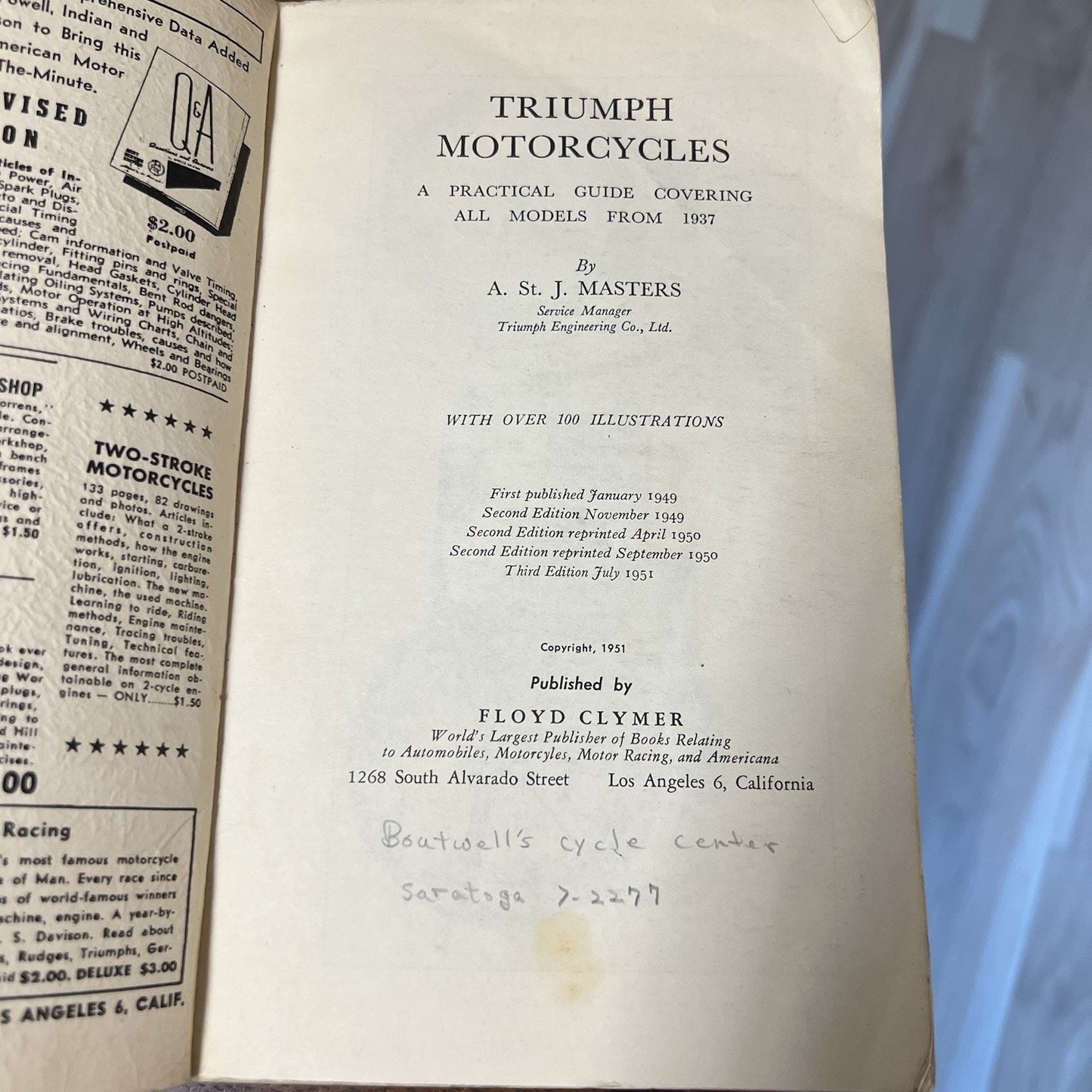 Vintage 1951 Triumph Motorcycle Service Owners Handbook **special item included*