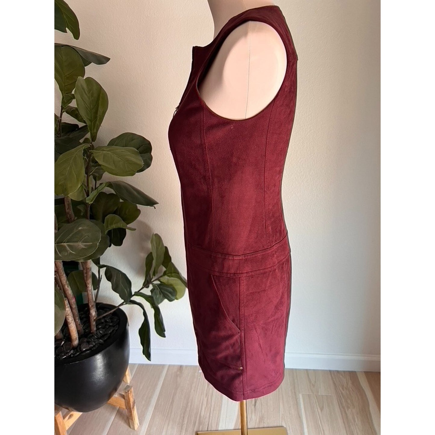 Laundry by Shelli Segal Sz 0 Small Faux Suede Zip Up 60s Mod Mini Dress Retro