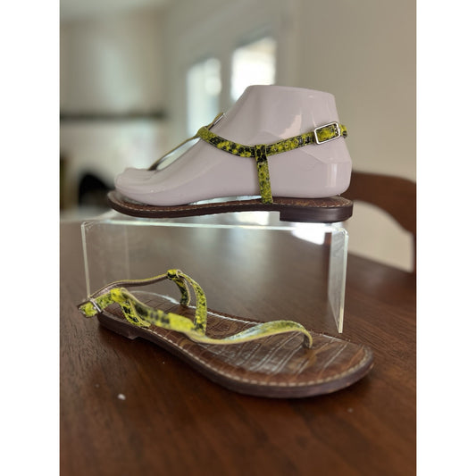 Sam Edelman Gigi Neon Green Snakeskin Sandal Women’s Size 5.5
