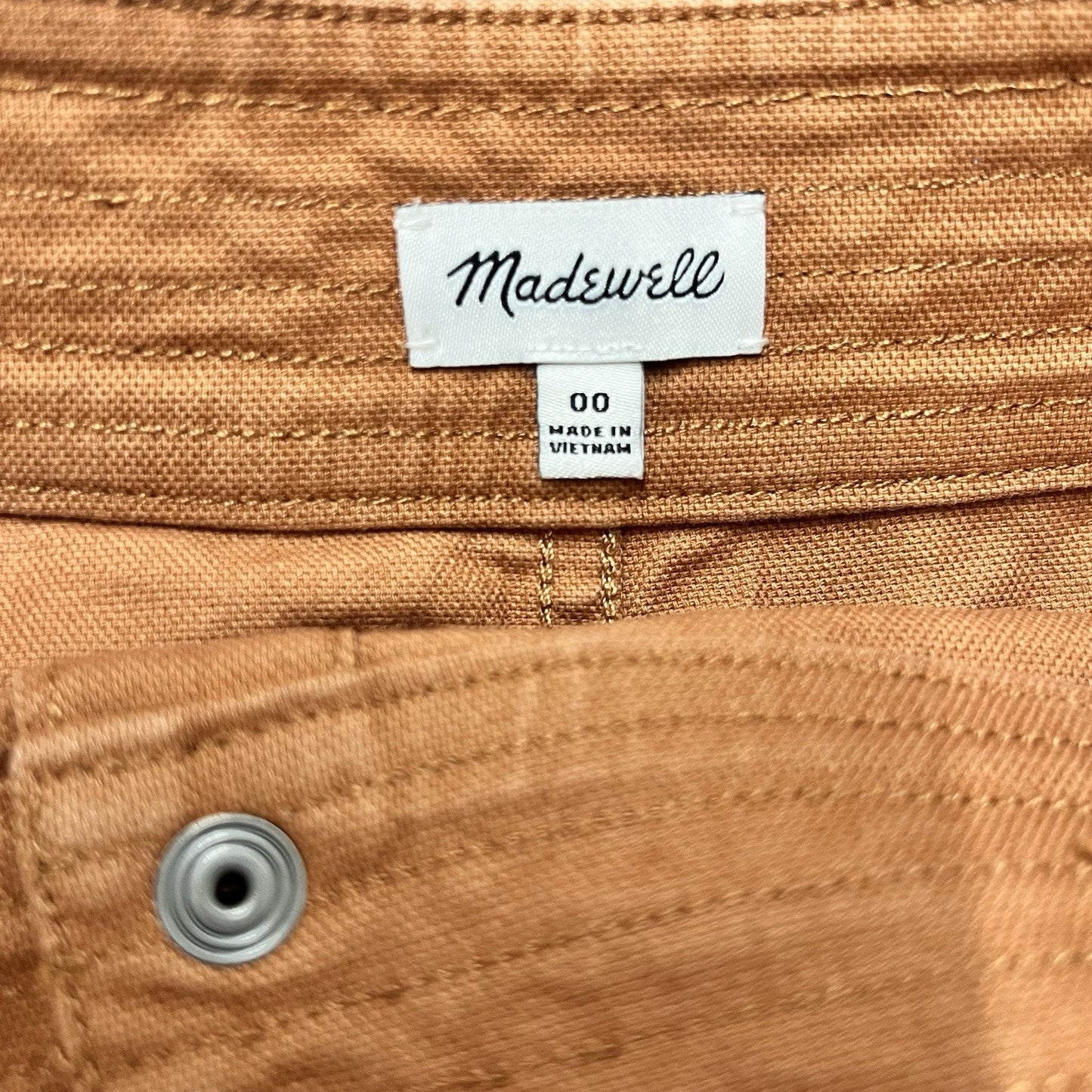 Madewell XS High-Waist Snap Button Up Retro Mini Skirt Brown Cutoff Raw Hem