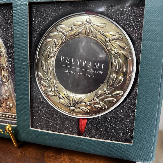 3 x Beltrami Ornaments Gold Photo Picture Frames Christmas Tree Bell Wreath