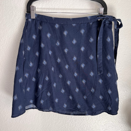 Toad & Co (S) Wrap Mini-Skirt 100% Tencel Blue Aztec Outdoor Casual Sustainable