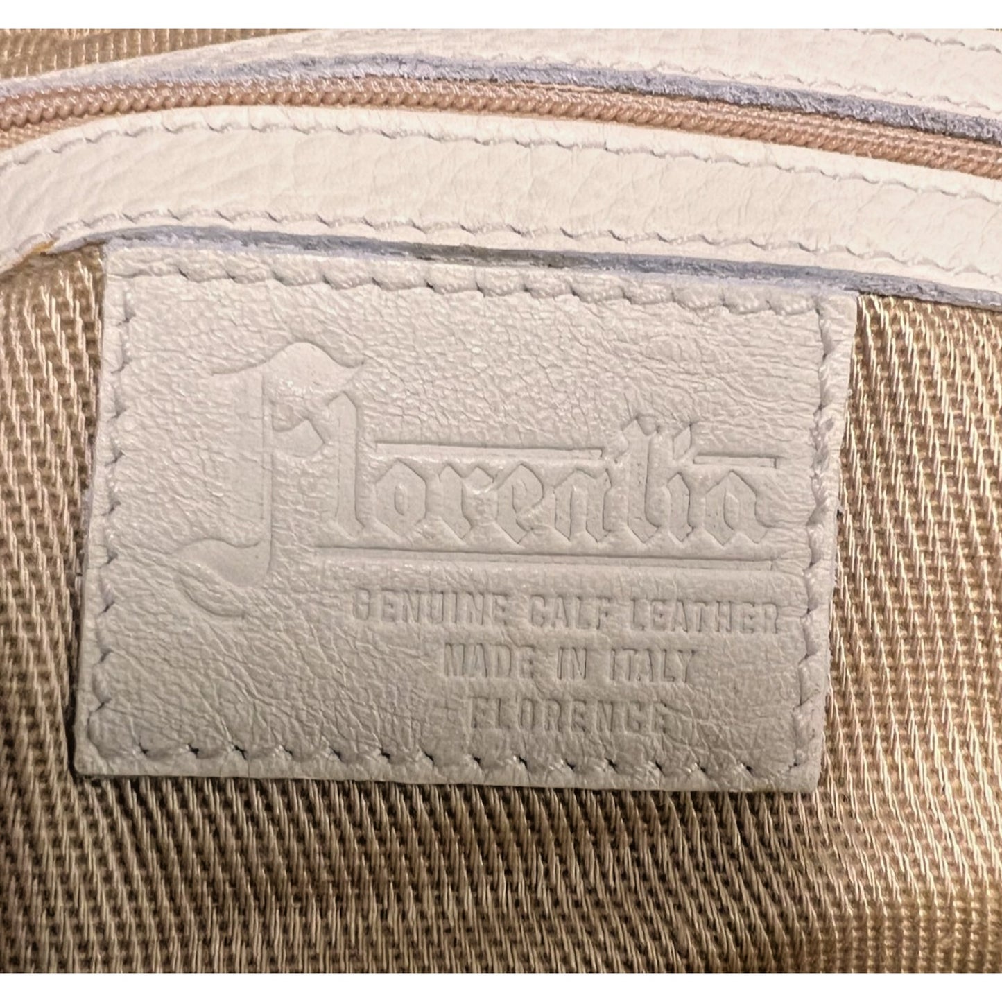Florentia White Brown Italian Satchel Bag Made in Florence Two Tone Large
