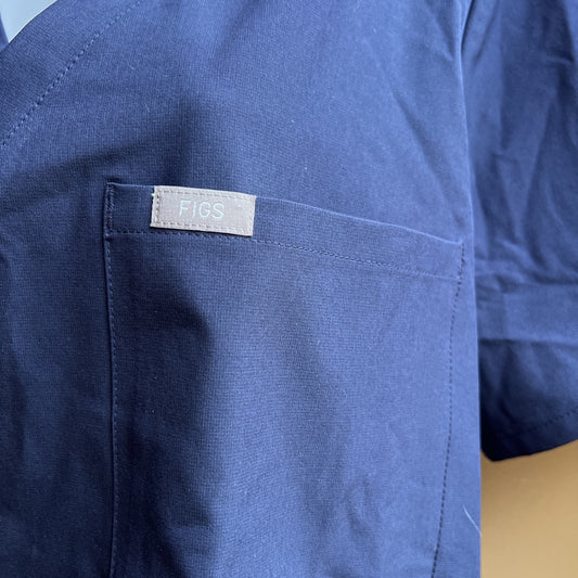 FIGS Catrina Women’s M One Pocket Navy Blue Scrub Top #W21SW1025