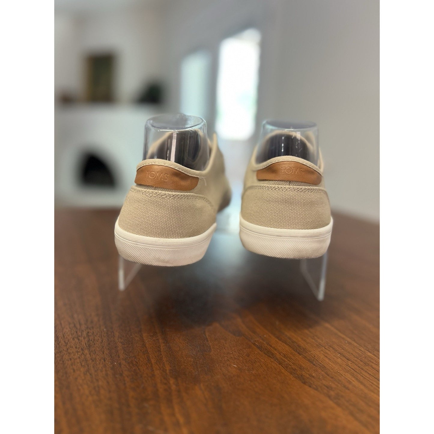 Toms Men's Carlo Beige Canvas Sneakers Lace Up 10016345 US Shoe Size 9