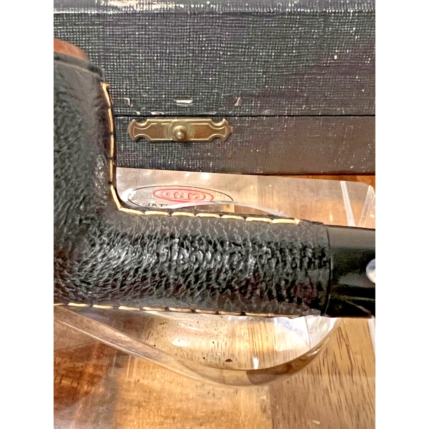 Vintage Jeantet 2 Pipe Set w/ Case Billiard Style Leather Clad Briar Bowls