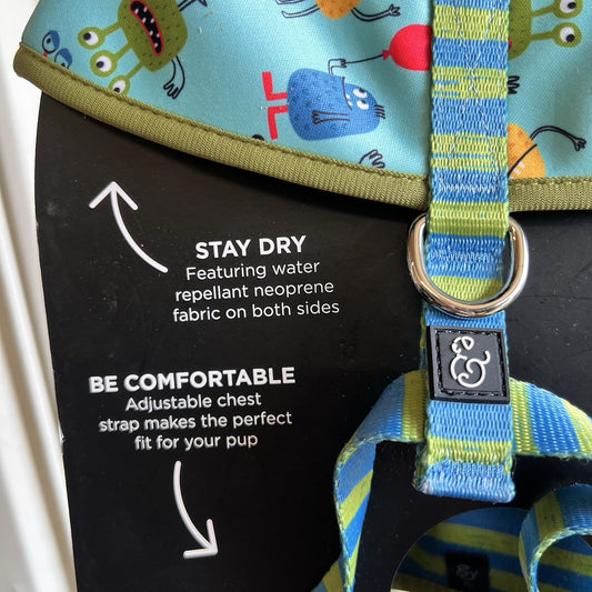 NWT Lucy & Co Dog Puppy Harness Unisex XL Monster Alien Reversible Comfort