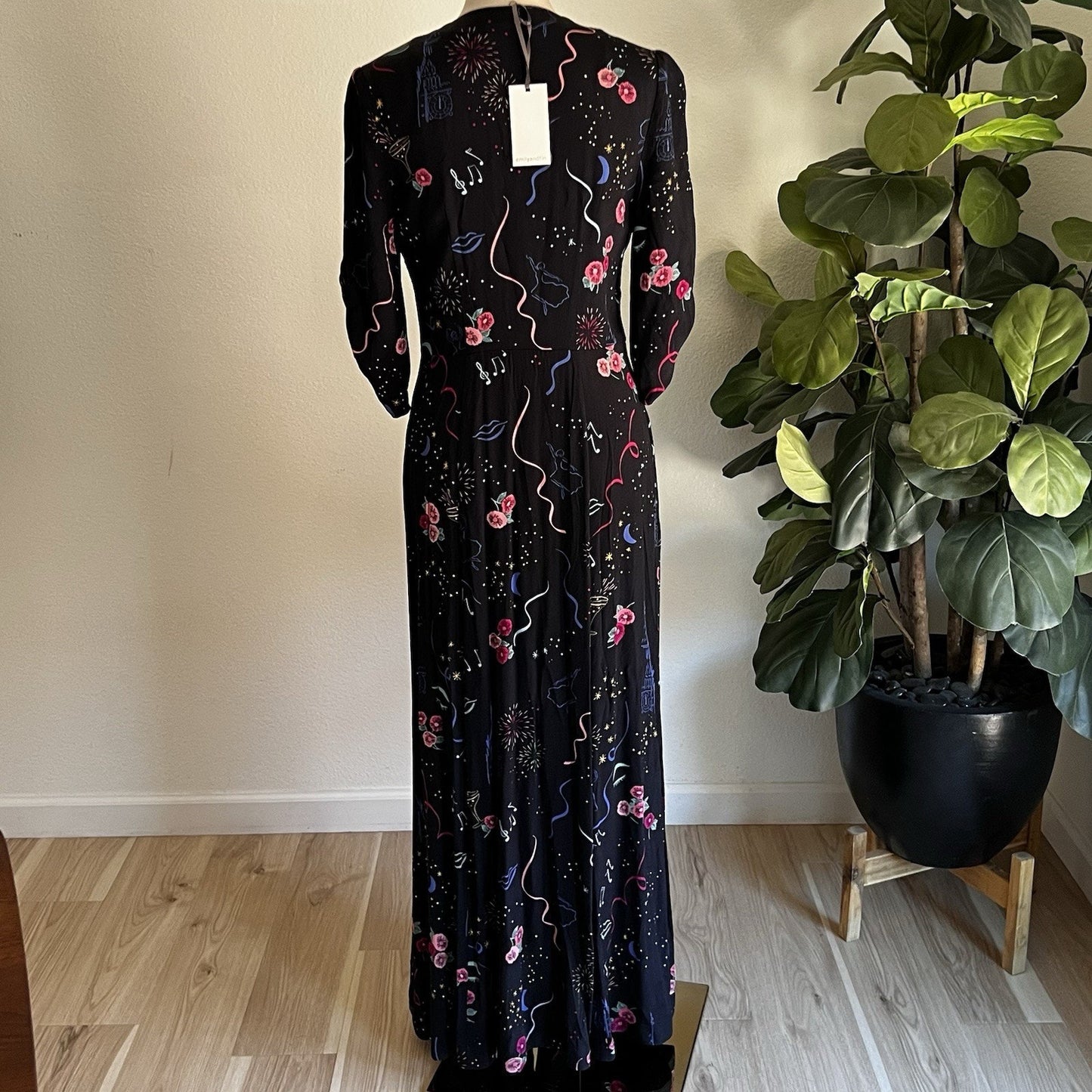 NWT RARE Emily & Fin XS Felicity Long Fit & Flare Party Dress Retro MCM Vintage