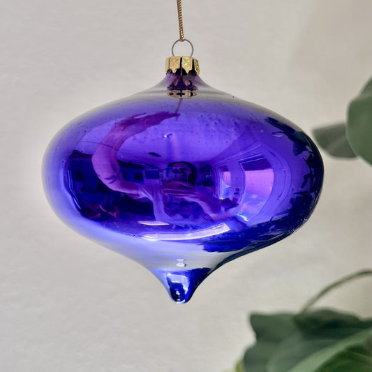 Handblown Department 56 Purple 5” Mercury Glass Tear Drop Ornament #4829-1