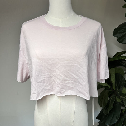 NWT Alo Yoga (M) Cropped Short Sleeve Top Core Crop Crew Neck Jersey Soft Pink