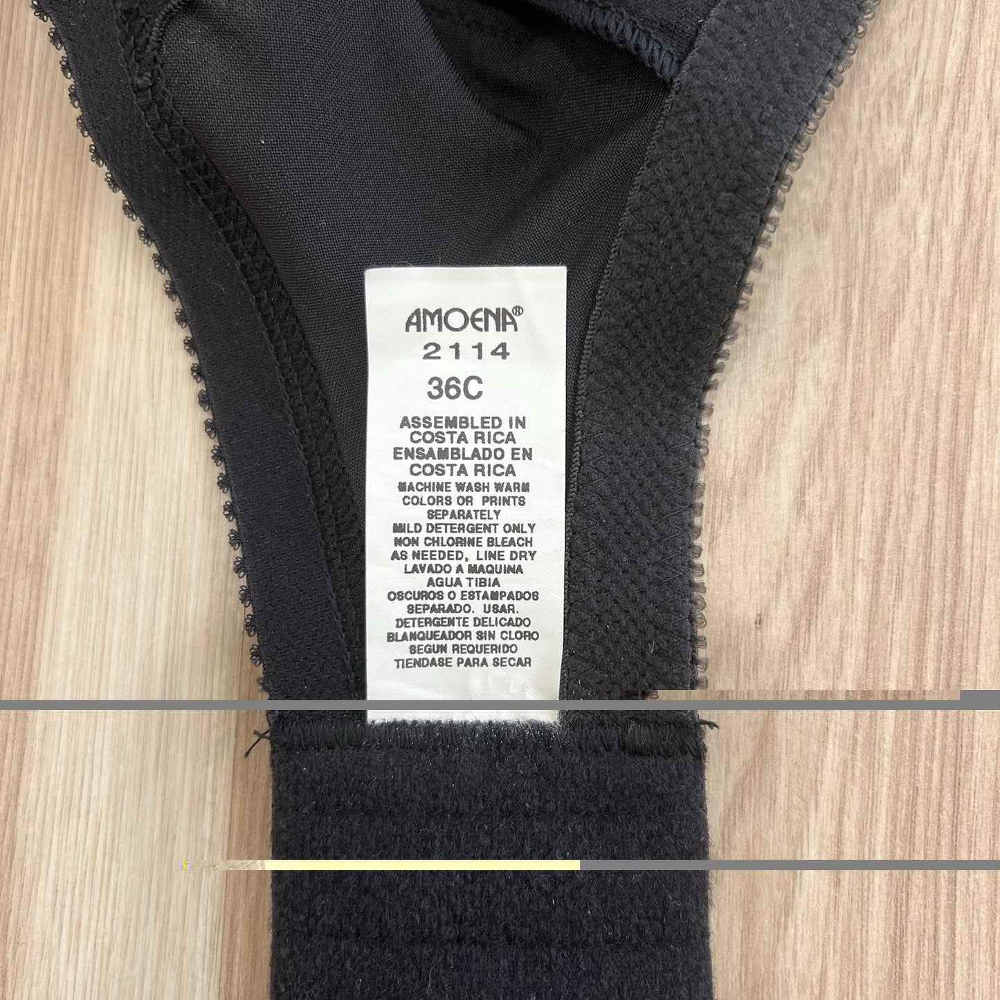 Amoena Bella 36C Mastectomy Pocket Bra Soft Cup Black Wireless 2114 Post Surgery