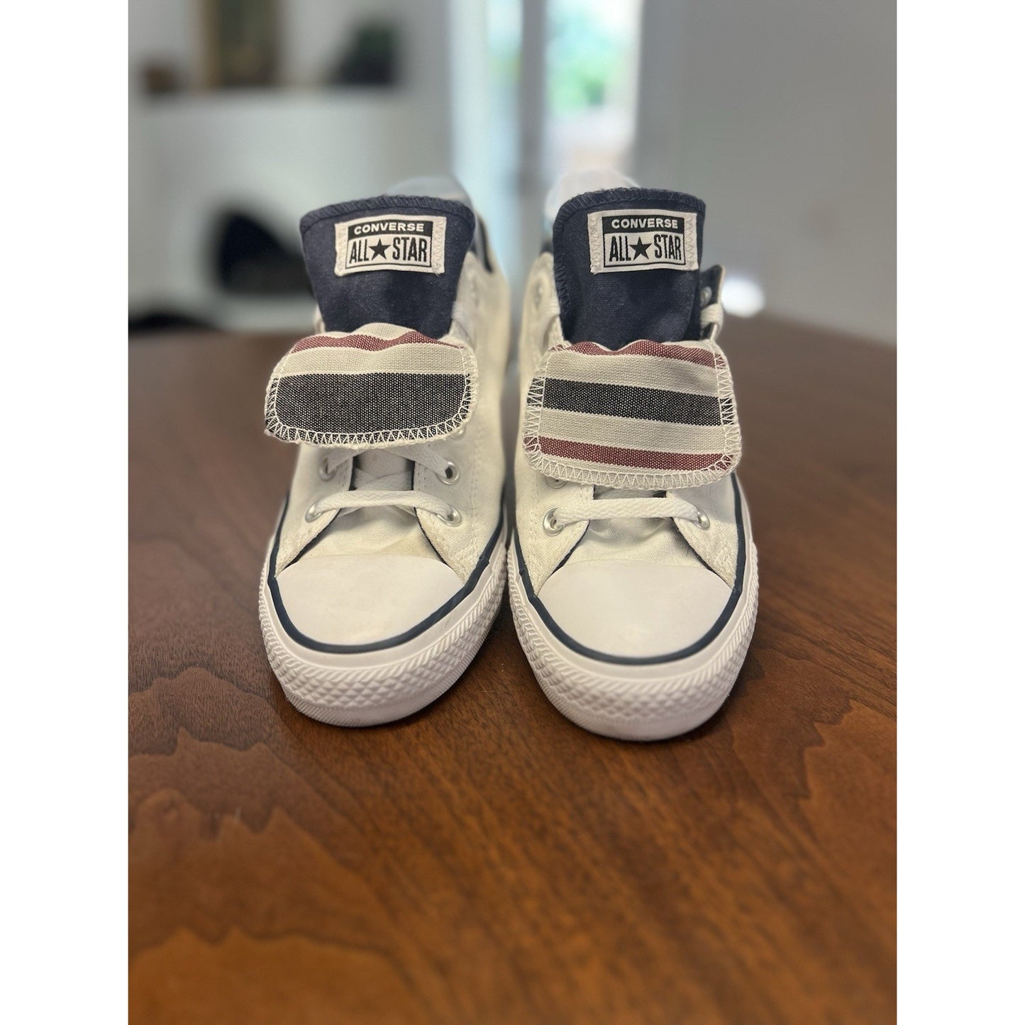 Converse Chuck Taylor All Star Double Tongue White Blue Ox Men Sz 8 Women Sz 10
