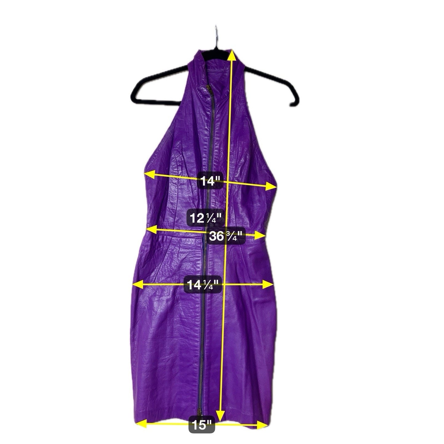 Vintage Women’s Vari Zioni Purple 80’s/90’s South Beach Leather Halter Dress