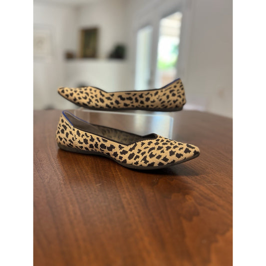 Rothy's The Point Leopard Flat Knit Slip-on Women's Size 9.5 Comfort Everyday