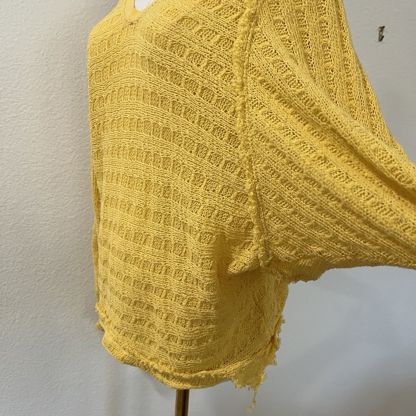Free People Crochet Sweater (S) Slouchy Oversized Coastal Open Knit Beach Dolman