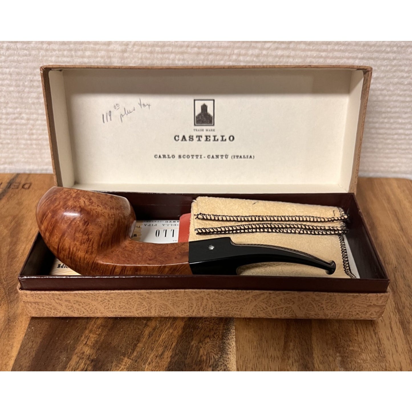Vintage Castello Author Shape 11 Italian Pipe w/ Box Paperwork KKK Briar Rating