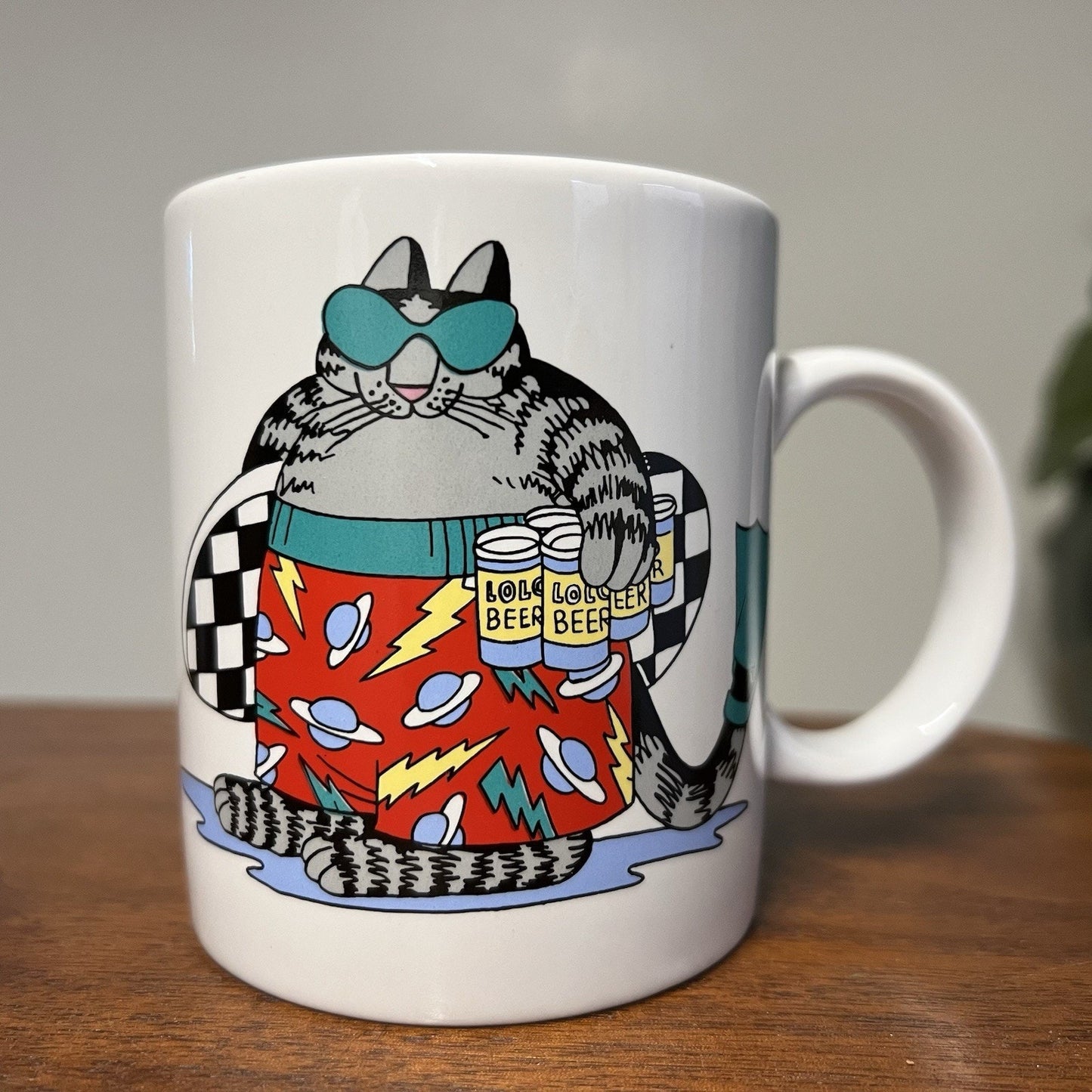Vintage B. Kliban Tourist Cat Mug 1989 Lolo Beer Beach Surf Retro Novelty Dad