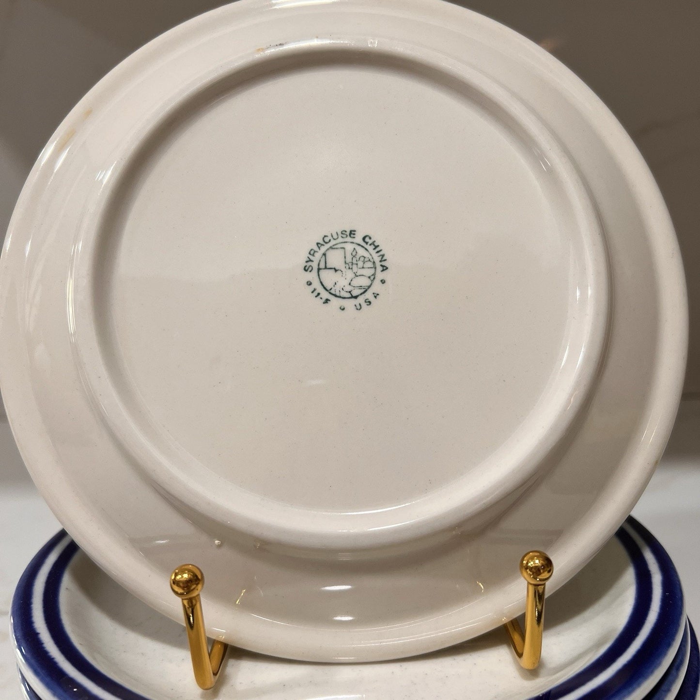 6 x Syracuse China Kings Inn Plates 7.25” Restaurant Ware Blue Speckled Dessert