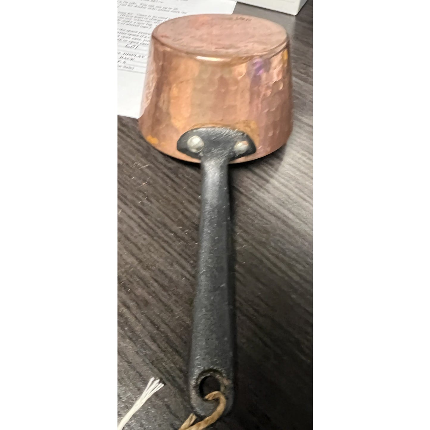 Vintage Hammered Copper Measuring Cup w/ Pour Spout & Cast Iron Handle