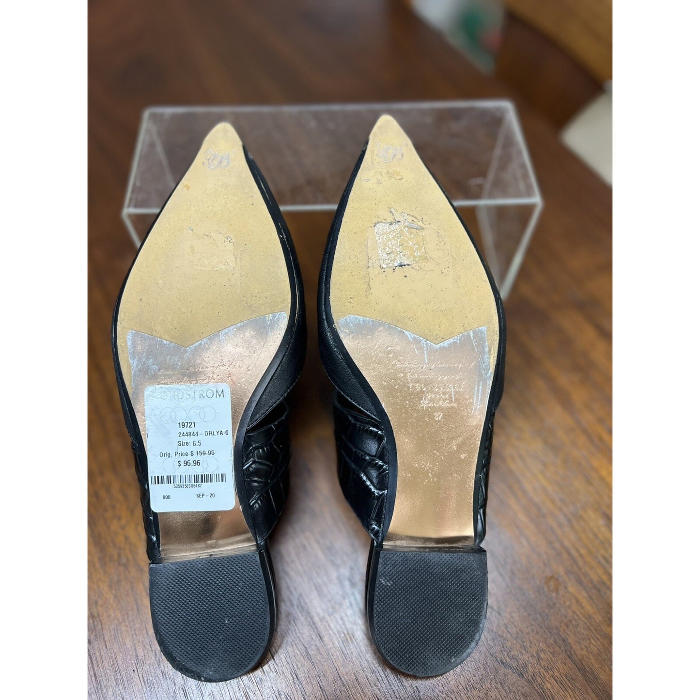 $160 New Ted Baker 6.5 Oryla Pointed Toe Black Slip On Leather Mule Flats 37 EU