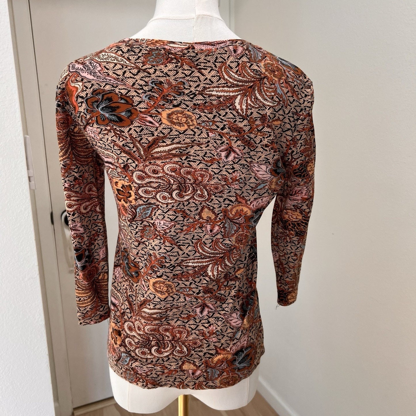 Ulla Johnson 3/4 Sleeve Top (S) Wheat Flowers 100% Cotton Luxe Chic Romantic